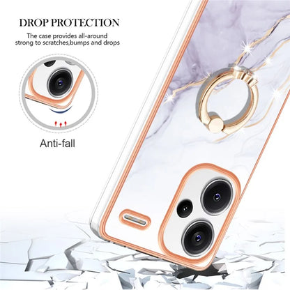 YB IMD Series-10 For Xiaomi Redmi Note 13 Pro+ 5G Kickstand Case Marble Pattern TPU Electroplated Phone Cover