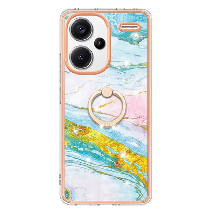 YB IMD Series-10 For Xiaomi Redmi Note 13 Pro+ 5G Kickstand Case Marble Pattern TPU Electroplated Phone Cover