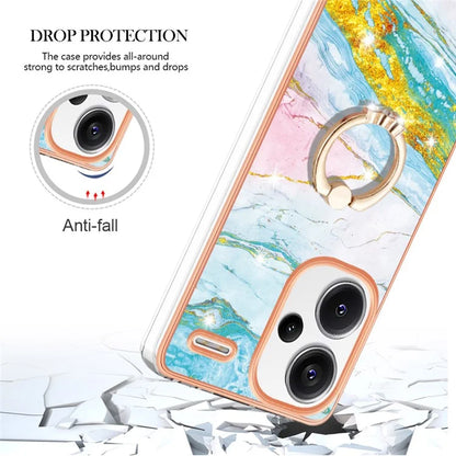 YB IMD Series-10 For Xiaomi Redmi Note 13 Pro+ 5G Kickstand Case Marble Pattern TPU Electroplated Phone Cover