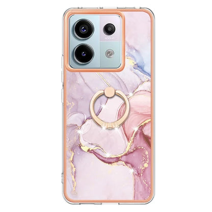 YB IMD Series-10 For Xiaomi Redmi Note 13 Pro 5G / Poco X6 5G Ring Holder Case TPU Marble Pattern Phone Cover