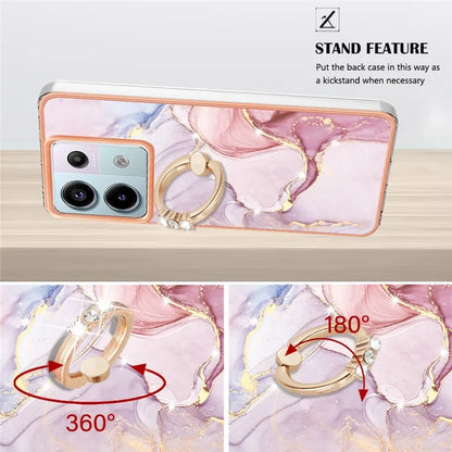 YB IMD Series-10 For Xiaomi Redmi Note 13 Pro 5G / Poco X6 5G Ring Holder Case TPU Marble Pattern Phone Cover