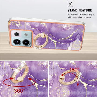 YB IMD Series-10 For Xiaomi Redmi Note 13 Pro 5G / Poco X6 5G Ring Holder Case TPU Marble Pattern Phone Cover