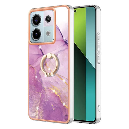 YB IMD Series-10 For Xiaomi Redmi Note 13 Pro 5G / Poco X6 5G Ring Holder Case TPU Marble Pattern Phone Cover