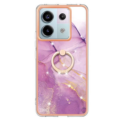 YB IMD Series-10 For Xiaomi Redmi Note 13 Pro 5G / Poco X6 5G Ring Holder Case TPU Marble Pattern Phone Cover