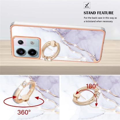 YB IMD Series-10 For Xiaomi Redmi Note 13 Pro 5G / Poco X6 5G Ring Holder Case TPU Marble Pattern Phone Cover