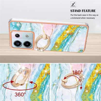 YB IMD Series-10 For Xiaomi Redmi Note 13 Pro 5G / Poco X6 5G Ring Holder Case TPU Marble Pattern Phone Cover