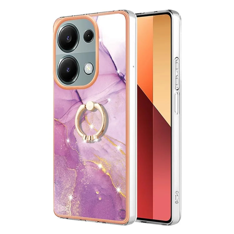 YB IMD Series-10 For Xiaomi Redmi Note 13 Pro 4G / Poco M6 Pro 4G Phone Case TPU Marble Pattern Kickstand Cover