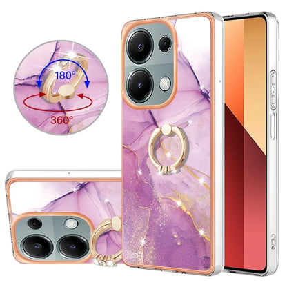 YB IMD Series-10 For Xiaomi Redmi Note 13 Pro 4G / Poco M6 Pro 4G Phone Case TPU Marble Pattern Kickstand Cover