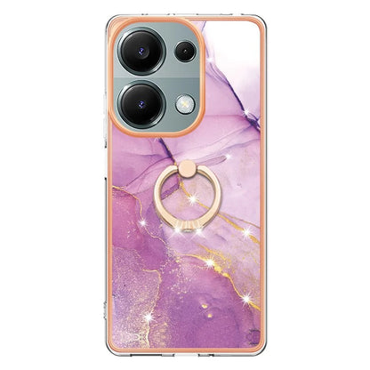YB IMD Series-10 For Xiaomi Redmi Note 13 Pro 4G / Poco M6 Pro 4G Phone Case TPU Marble Pattern Kickstand Cover