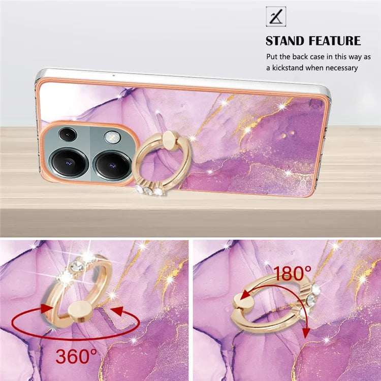 YB IMD Series-10 For Xiaomi Redmi Note 13 Pro 4G / Poco M6 Pro 4G Phone Case TPU Marble Pattern Kickstand Cover