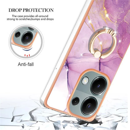 YB IMD Series-10 For Xiaomi Redmi Note 13 Pro 4G / Poco M6 Pro 4G Phone Case TPU Marble Pattern Kickstand Cover