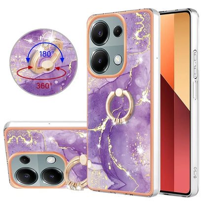 YB IMD Series-10 For Xiaomi Redmi Note 13 Pro 4G / Poco M6 Pro 4G Phone Case TPU Marble Pattern Kickstand Cover
