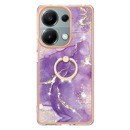 YB IMD Series-10 For Xiaomi Redmi Note 13 Pro 4G / Poco M6 Pro 4G Phone Case TPU Marble Pattern Kickstand Cover