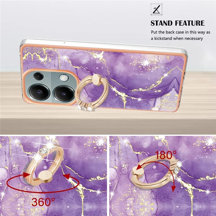 YB IMD Series-10 For Xiaomi Redmi Note 13 Pro 4G / Poco M6 Pro 4G Phone Case TPU Marble Pattern Kickstand Cover