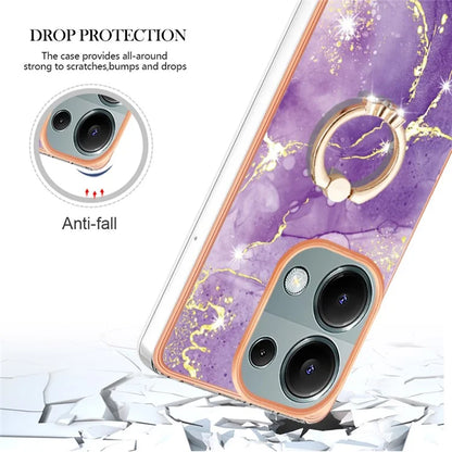 YB IMD Series-10 For Xiaomi Redmi Note 13 Pro 4G / Poco M6 Pro 4G Phone Case TPU Marble Pattern Kickstand Cover
