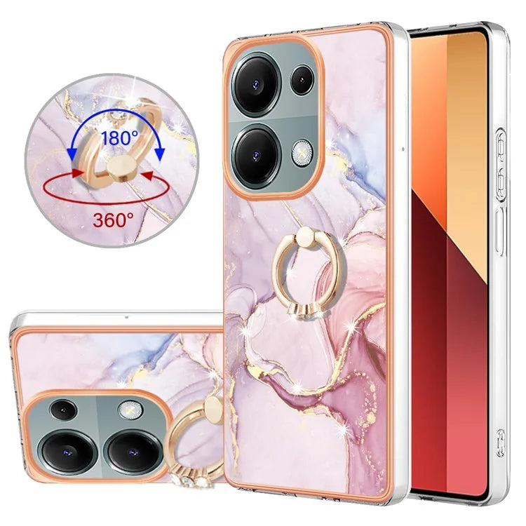 YB IMD Series-10 For Xiaomi Redmi Note 13 Pro 4G / Poco M6 Pro 4G Phone Case TPU Marble Pattern Kickstand Cover