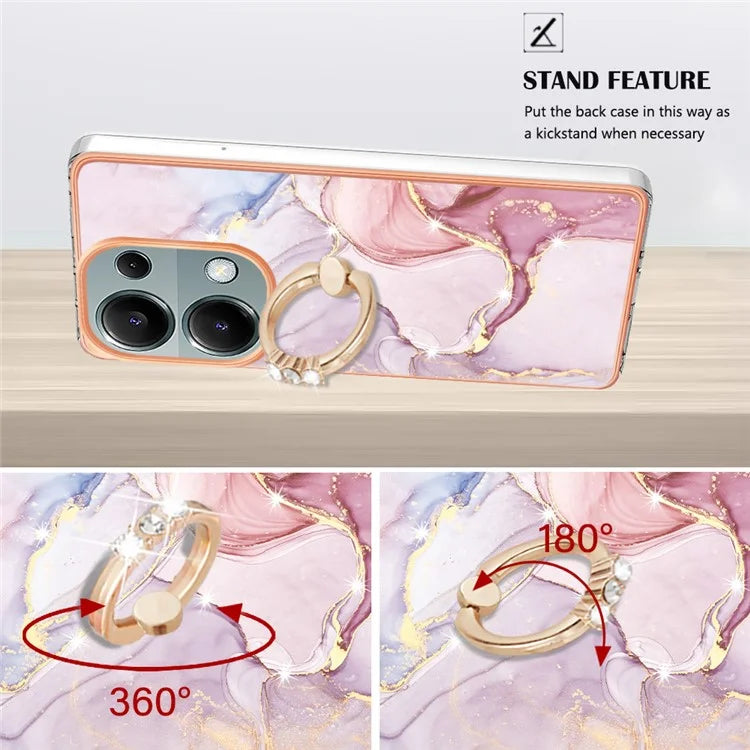 YB IMD Series-10 For Xiaomi Redmi Note 13 Pro 4G / Poco M6 Pro 4G Phone Case TPU Marble Pattern Kickstand Cover