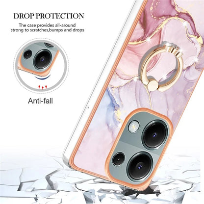 YB IMD Series-10 For Xiaomi Redmi Note 13 Pro 4G / Poco M6 Pro 4G Phone Case TPU Marble Pattern Kickstand Cover