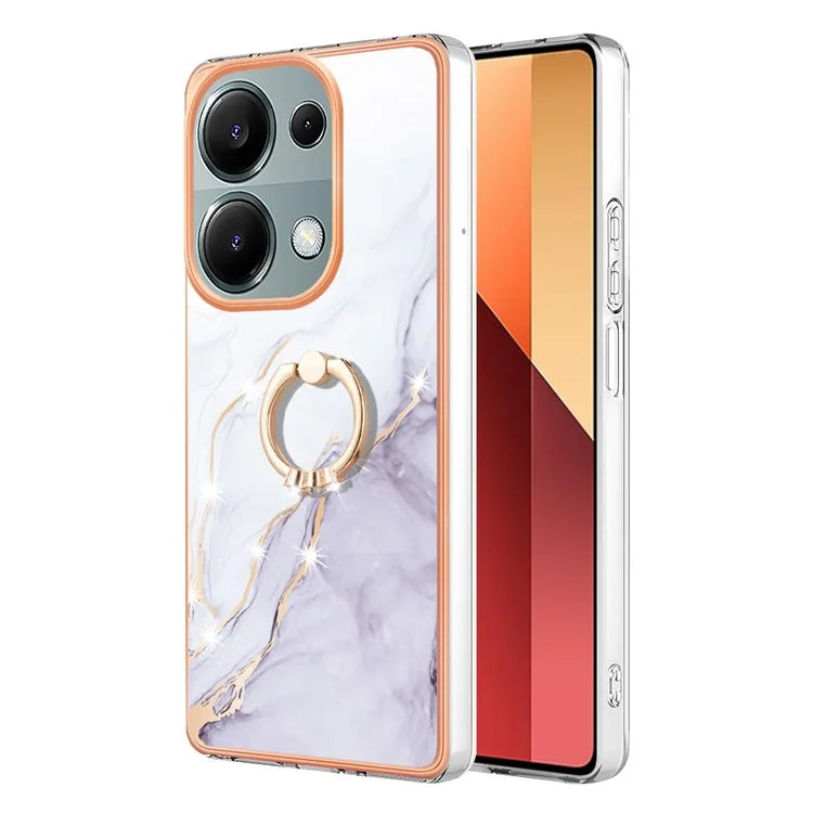 YB IMD Series-10 For Xiaomi Redmi Note 13 Pro 4G / Poco M6 Pro 4G Phone Case TPU Marble Pattern Kickstand Cover