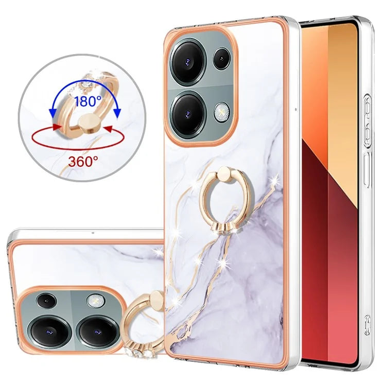 YB IMD Series-10 For Xiaomi Redmi Note 13 Pro 4G / Poco M6 Pro 4G Phone Case TPU Marble Pattern Kickstand Cover
