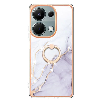 YB IMD Series-10 For Xiaomi Redmi Note 13 Pro 4G / Poco M6 Pro 4G Phone Case TPU Marble Pattern Kickstand Cover