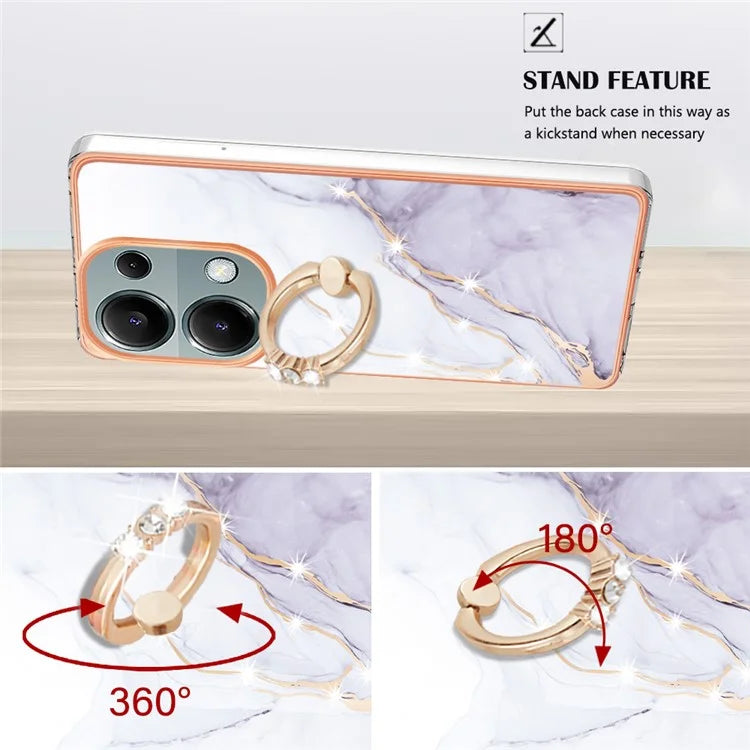 YB IMD Series-10 For Xiaomi Redmi Note 13 Pro 4G / Poco M6 Pro 4G Phone Case TPU Marble Pattern Kickstand Cover