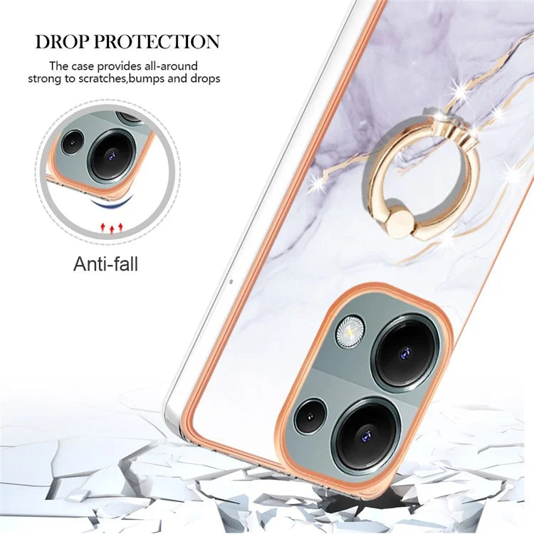 YB IMD Series-10 For Xiaomi Redmi Note 13 Pro 4G / Poco M6 Pro 4G Phone Case TPU Marble Pattern Kickstand Cover