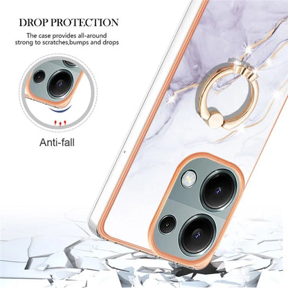 YB IMD Series-10 For Xiaomi Redmi Note 13 Pro 4G / Poco M6 Pro 4G Phone Case TPU Marble Pattern Kickstand Cover