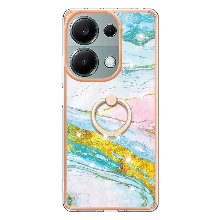 YB IMD Series-10 For Xiaomi Redmi Note 13 Pro 4G / Poco M6 Pro 4G Phone Case TPU Marble Pattern Kickstand Cover