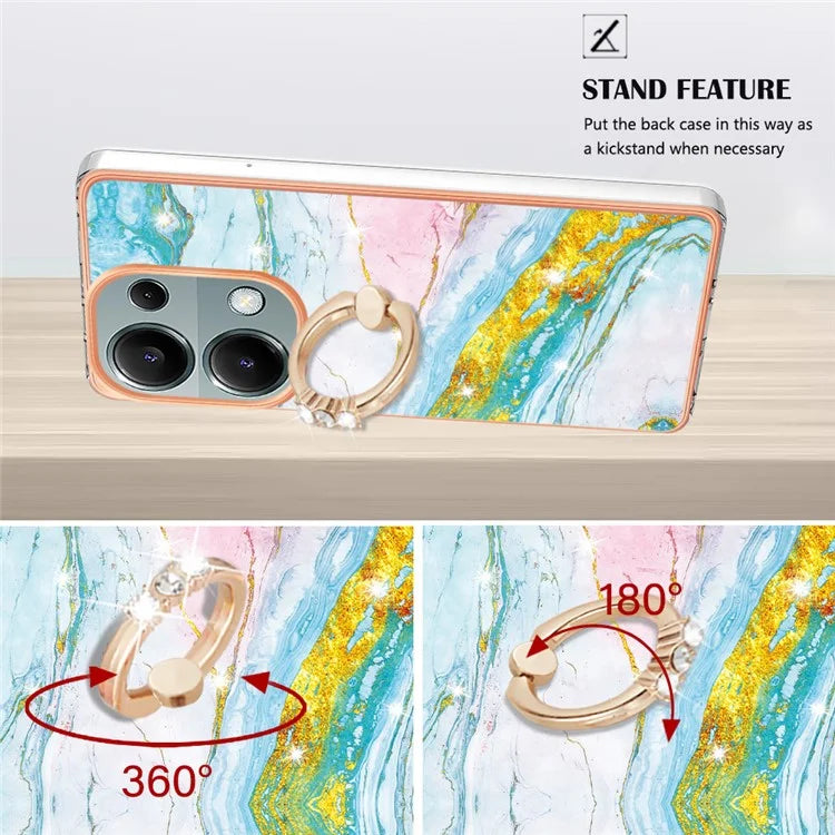 YB IMD Series-10 For Xiaomi Redmi Note 13 Pro 4G / Poco M6 Pro 4G Phone Case TPU Marble Pattern Kickstand Cover