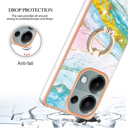 YB IMD Series-10 For Xiaomi Redmi Note 13 Pro 4G / Poco M6 Pro 4G Phone Case TPU Marble Pattern Kickstand Cover
