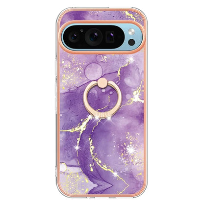 YB IMD Series-10 For Google Pixel 9 / Pixel 9 Pro Case Marble Pattern TPU Phone Shell with Kickstand