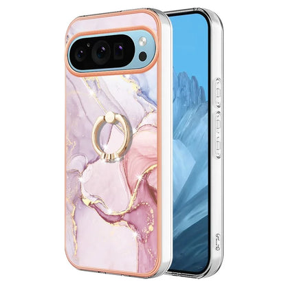 YB IMD Series-10 For Google Pixel 9 / Pixel 9 Pro Case Marble Pattern TPU Phone Shell with Kickstand
