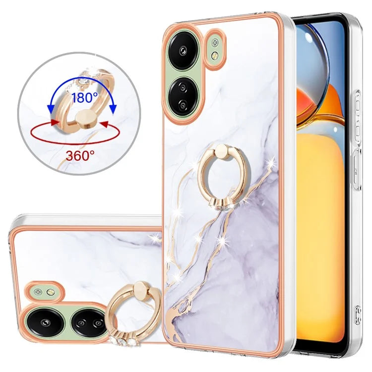 YB IMD Series-10 For Xiaomi Redmi 13C 4G / 13C 5G / 13R 5G / Poco M6 5G / Poco C65 4G Phone Case Electroplating Kickstand TPU Cover