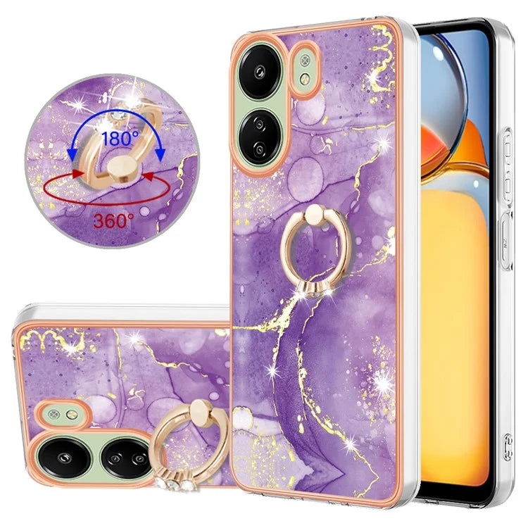 YB IMD Series-10 For Xiaomi Redmi 13C 4G / 13C 5G / 13R 5G / Poco M6 5G / Poco C65 4G Phone Case Electroplating Kickstand TPU Cover