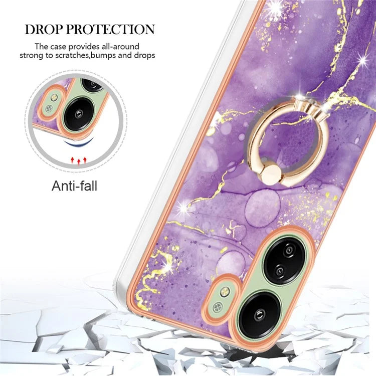 YB IMD Series-10 For Xiaomi Redmi 13C 4G / 13C 5G / 13R 5G / Poco M6 5G / Poco C65 4G Phone Case Electroplating Kickstand TPU Cover