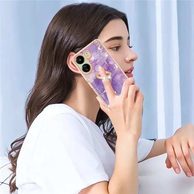 YB IMD Series-10 For Xiaomi Redmi 13C 4G / 13C 5G / 13R 5G / Poco M6 5G / Poco C65 4G Phone Case Electroplating Kickstand TPU Cover
