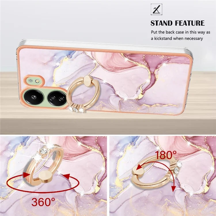YB IMD Series-10 For Xiaomi Redmi 13C 4G / 13C 5G / 13R 5G / Poco M6 5G / Poco C65 4G Phone Case Electroplating Kickstand TPU Cover