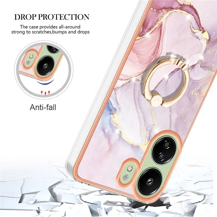 YB IMD Series-10 For Xiaomi Redmi 13C 4G / 13C 5G / 13R 5G / Poco M6 5G / Poco C65 4G Phone Case Electroplating Kickstand TPU Cover