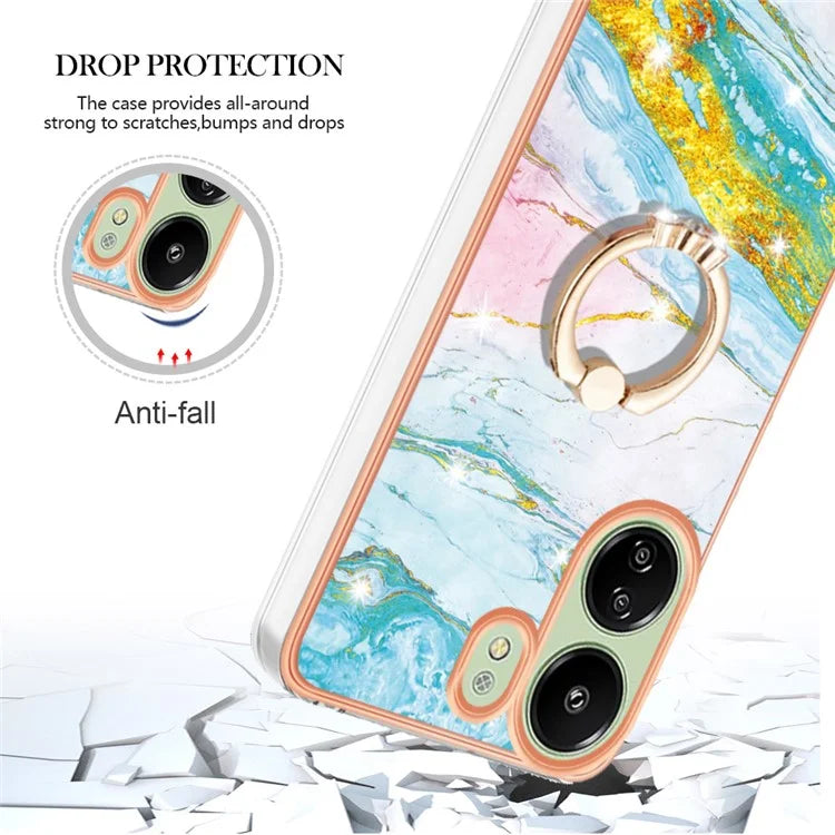 YB IMD Series-10 For Xiaomi Redmi 13C 4G / 13C 5G / 13R 5G / Poco M6 5G / Poco C65 4G Phone Case Electroplating Kickstand TPU Cover