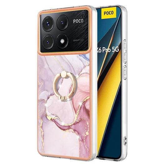 YB IMD Series-10 For Xiaomi Poco X6 Pro 5G / Redmi K70E 5G Marble Pattern Phone Case with Kickstand
