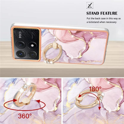 YB IMD Series-10 For Xiaomi Poco X6 Pro 5G / Redmi K70E 5G Marble Pattern Phone Case with Kickstand