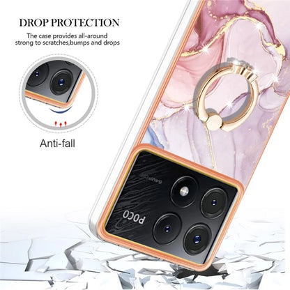 YB IMD Series-10 For Xiaomi Poco X6 Pro 5G / Redmi K70E 5G Marble Pattern Phone Case with Kickstand