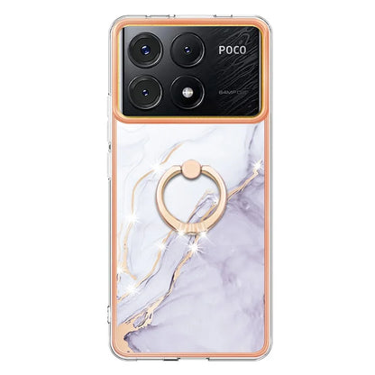 YB IMD Series-10 For Xiaomi Poco X6 Pro 5G / Redmi K70E 5G Marble Pattern Phone Case with Kickstand