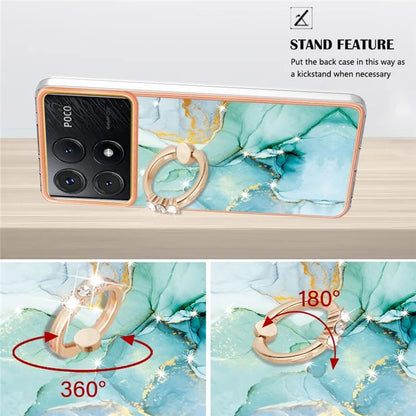YB IMD Series-10 For Xiaomi Poco X6 Pro 5G / Redmi K70E 5G Marble Pattern Phone Case with Kickstand