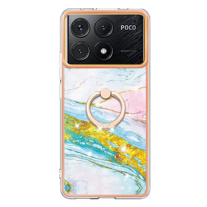 YB IMD Series-10 For Xiaomi Poco X6 Pro 5G / Redmi K70E 5G Marble Pattern Phone Case with Kickstand