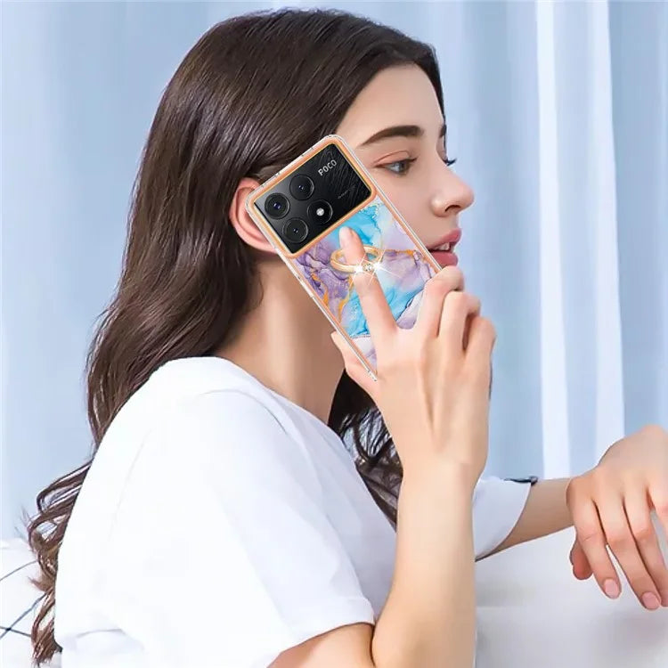 YB IMD Series-6 For Xiaomi Poco X6 Pro 5G / Redmi K70E 5G Kickstand Case Electroplating TPU Phone Cover