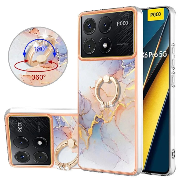 YB IMD Series-6 For Xiaomi Poco X6 Pro 5G / Redmi K70E 5G Kickstand Case Electroplating TPU Phone Cover