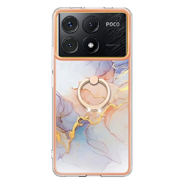 YB IMD Series-6 For Xiaomi Poco X6 Pro 5G / Redmi K70E 5G Kickstand Case Electroplating TPU Phone Cover