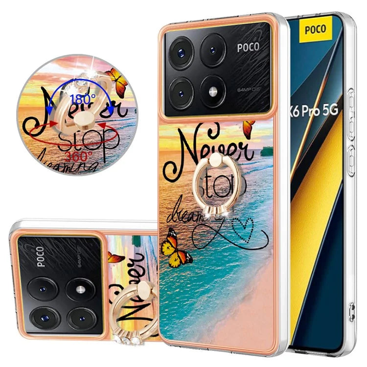 YB IMD Series-6 For Xiaomi Poco X6 Pro 5G / Redmi K70E 5G Kickstand Case Electroplating TPU Phone Cover